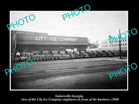 OLD LARGE HISTORIC PHOTO OF GAINESVILLE GEORGIA, THE CITY ICE Co PLANT c1940