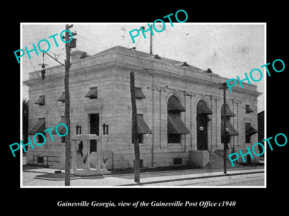 OLD LARGE HISTORIC PHOTO OF GAINESVILLE GEORGIA, THE POST OFFICE BUILDING c1940