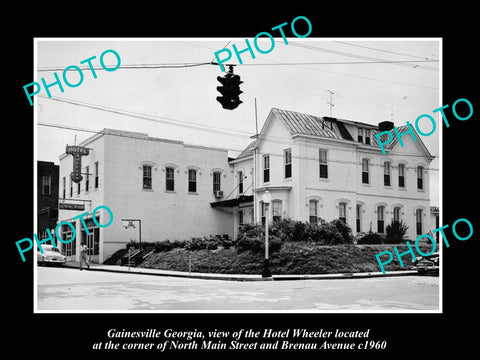 OLD LARGE HISTORIC PHOTO OF GAINESVILLE GEORGIA, VIEW OF THE HOTEL WHEELER c1960