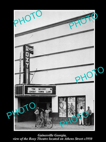 OLD LARGE HISTORIC PHOTO OF GAINESVILLE GEORGIA, VIEW OF THE ROXY THEATER c1950