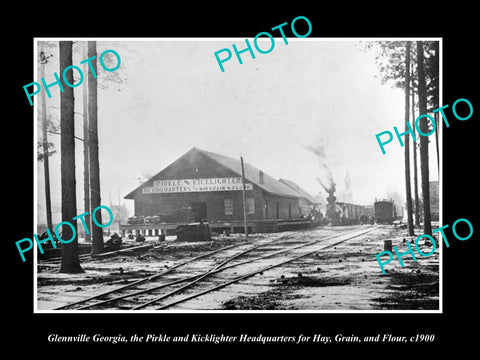 OLD LARGE HISTORIC PHOTO OF GLENNVILLE GEORGIA, HAY, GRAIN & FLOUR DEPOT c1900