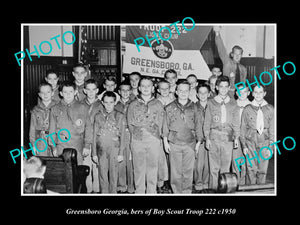 OLD LARGE HISTORIC PHOTO OF GREENSBORO GEORGIA, THE BOY SCOUT TROOP c1950