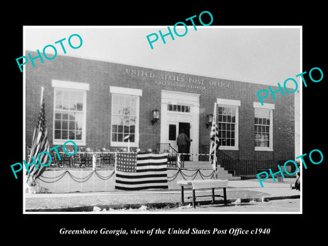 OLD LARGE HISTORIC PHOTO OF GREENSBORO GEORGIA, THE US POST OFFICE BUILDING 1940