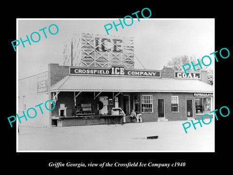 OLD LARGE HISTORIC PHOTO OF GRIFFIN GEORGIA, THE CROSSFIELD ICE Co STORE c1940