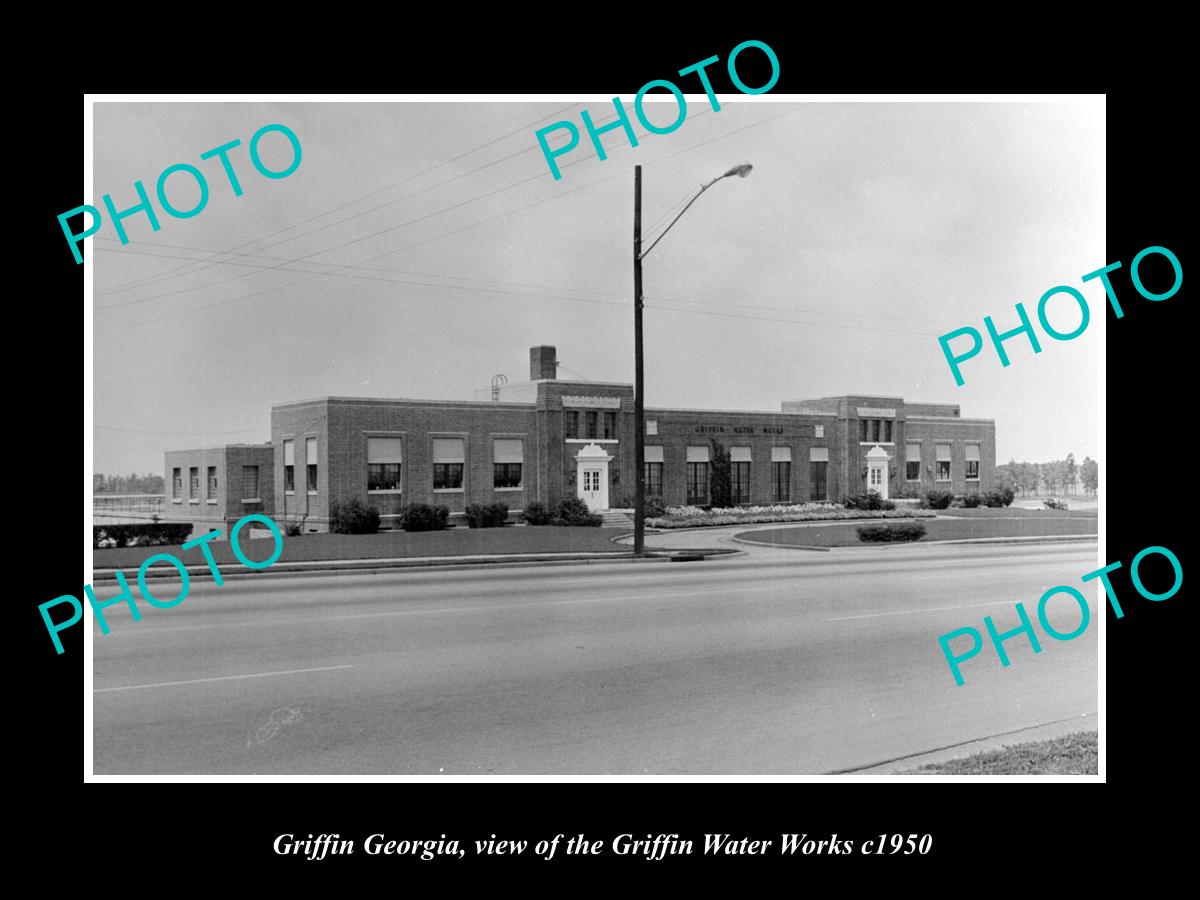 OLD LARGE HISTORIC PHOTO OF GRIFFIN GEORGIA, VIEW OF THE WATER WORKS c1950