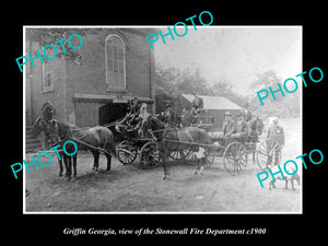 OLD LARGE HISTORIC PHOTO OF GRIFFIN GEORGIA, THE STONEWALL FIRE DEPARTMENT c1900