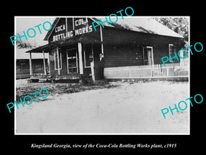 OLD LARGE HISTORIC PHOTO OF KINGSLAND GEORGIA, THE COCA COLA BOTTLING Co c1915