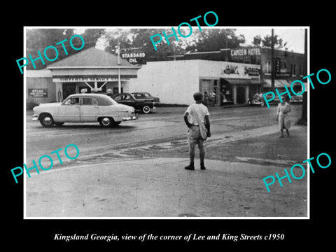 OLD LARGE HISTORIC PHOTO OF KINGSLAND GEORGIA, THE Crn OF LEE & KING STREET 1950