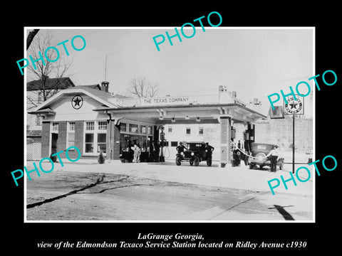 OLD LARGE HISTORIC PHOTO OF LaGRANGE GEORGIA, THE TEXACO SERVICE STATION c1930