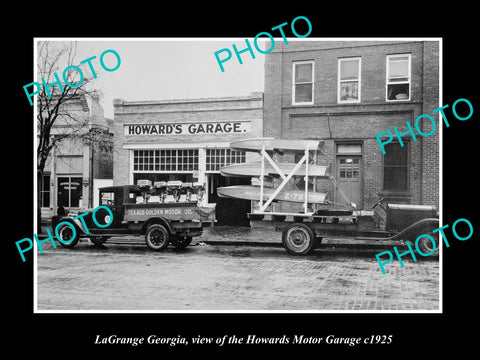 OLD LARGE HISTORIC PHOTO OF LaGRANGE GEORGIA, HOWARDS MOTOR GARAGE c1925