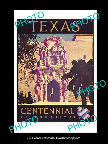 OLD LARGE HISTORIC PHOTO OF 1936 TEXAS USA STATE CENTURY CELEBRATIONS POSTER 3