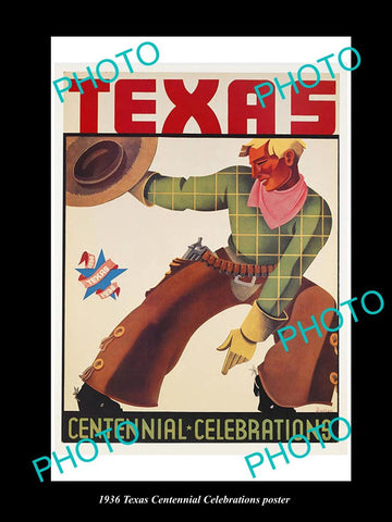 OLD LARGE HISTORIC PHOTO OF 1936 TEXAS USA STATE CENTURY CELEBRATIONS POSTER 5