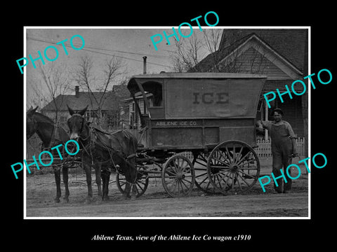 OLD LARGE HISTORIC PHOTO OF ABILENE TEXAS, THE ABILENE ICE Co WAGON c1910