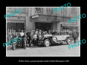 OLD LARGE HISTORIC PHOTO OF EL PASO TEXAS, VIEW OF THE HOTEL HUSSMANN c1930