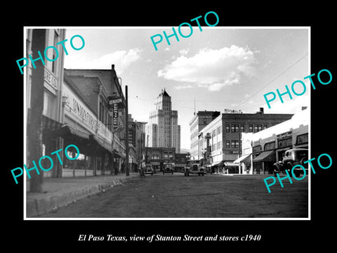 OLD LARGE HISTORIC PHOTO OF EL PASO TEXAS, VIEW OF THE STORE ON STANTON St c1940