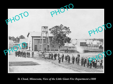 OLD LARGE HISTORIC PHOTO St CLOUD MINNESOTA, THE LITTLE GIANT FIRE CREW c1880