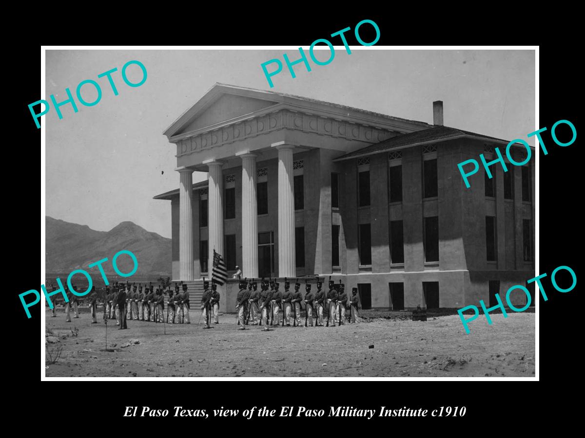 OLD LARGE HISTORIC PHOTO OF EL PASO TEXAS, THE MILITARY INSTITUTE BUILDING c1910