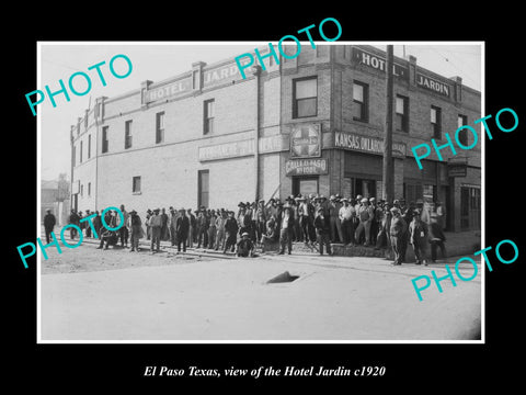 OLD LARGE HISTORIC PHOTO OF EL PASO TEXAS, VIEW OF THE HOTEL JARDIN c1920