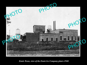 OLD LARGE HISTORIC PHOTO OF ENNIS TEXAS, THE ENNIS ICE COMPANY PLANT c1940