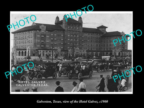 OLD LARGE HISTORIC PHOTO OF GALVESTON TEXAS, VIEW OF THE GALVEZ HOTEL c1900