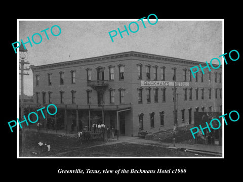 OLD LARGE HISTORIC PHOTO OF GREENVILLE TEXAS, VIEW OF THE BECKMAN HOTEL c1900