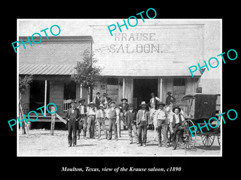 OLD LARGE HISTORIC PHOTO OF MOULTON TEXAS, VIEW OF THE KRAUSE SALOON c1890