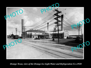 OLD LARGE HISTORIC PHOTO OF ORANGE TEXAS, THE ICE & REFRIGERATION COMPANY c1920