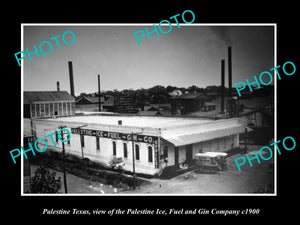 OLD LARGE HISTORIC PHOTO OF PALESTINE TEXAS, THE ICE FUEL & GIN COMPANY c1900