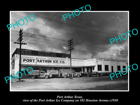 OLD LARGE HISTORIC PHOTO OF PORT ARTHUR TEXAS, THE PORT ARTHUR ICE Co c1930