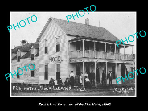 OLD LARGE HISTORIC PHOTO OF ROCK ISLAND TEXAS, VIEW OF THE FISK HOTEL c1900