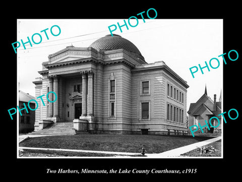 OLD LARGE HISTORIC PHOTO TWO HARBORS MINNESOTA, THE COUNTY COURT HOSE c1915