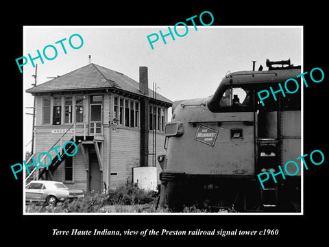 OLD LARGE HISTORIC PHOTO OF TERRE HAUTE INDIANA, THE PRESTON RAILROAD TOWER 1960