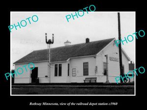 OLD LARGE HISTORIC PHOTO OF ROTHSAY MINNESOTA, THE RAILROAD DEPOT c1960