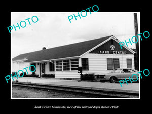 OLD LARGE HISTORIC PHOTO OF SAUK CENTER MINNESOTA, THE RAILROAD DEPOT c1960