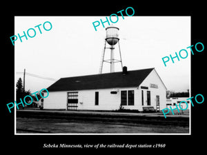 OLD LARGE HISTORIC PHOTO OF SEBEKA MINNESOTA, THE RAILROAD DEPOT c1960