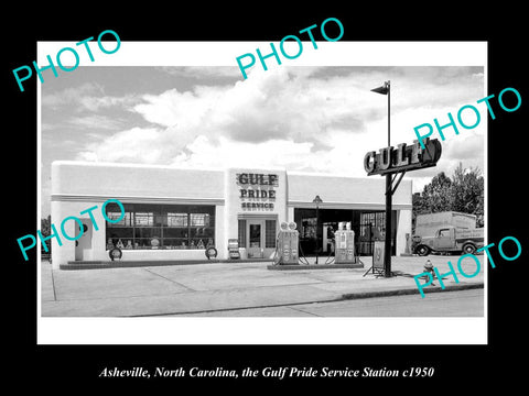 OLD LARGE HISTORIC PHOTO ASHEVILLE NORTH CAROLINA, THE GULF PRIDE STATION c1950