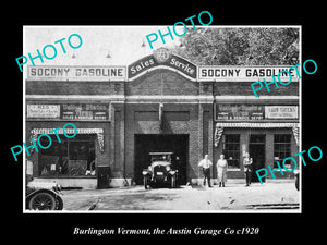 OLD LARGE HISTORIC PHOTO BURLINGTON VERMONT, THE AUSTIN MOTOR GARAGE c1920