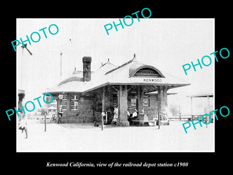 OLD LARGE HISTORIC PHOTO OF KENWOOD CALIFORNIA, THE RAILROAD DEPOT STATION c1900