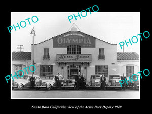 OLD LARGE HISTORIC PHOTO OF SANTA ROSA CALIFORNIA, THE ACME BEER DEPOT c1940