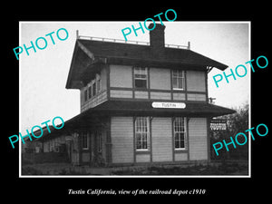 OLD LARGE HISTORIC PHOTO OF TUSTIN CALIFORNIA, VIEW OF THE RAILROAD DEPOT 1910 2