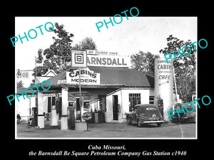 OLD LARGE HISTORIC PHOTO CUBA MISSOURI, THE BE SQUARE GAS STATION c1940