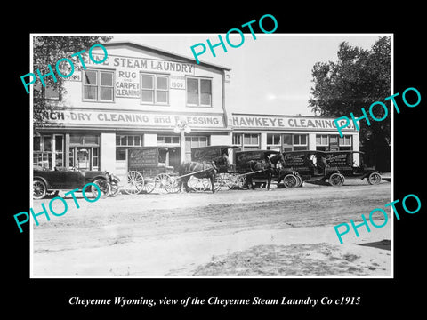 OLD LARGE HISTORIC PHOTO OF CHEYENNE WYOMING THE CHEYENNE STEAM LAUNDRY c1915