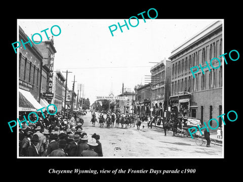 OLD LARGE HISTORIC PHOTO OF CHEYENNE WYOMING THE FRONTIER DAYS PARADE c1900