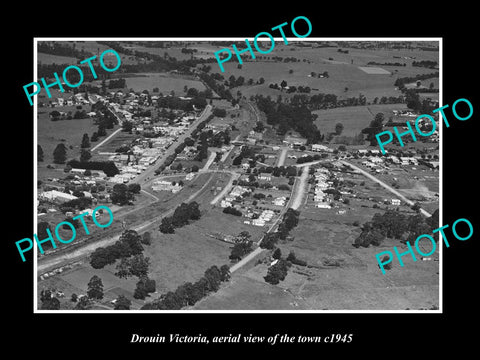 OLD LARGE HISTORIC PHOTO OF DROUIN VICTORIA, AERIAL VIEW OF THE TOWN c1945 1