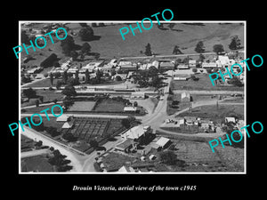 OLD LARGE HISTORIC PHOTO OF DROUIN VICTORIA, AERIAL VIEW OF THE TOWN c1945 2