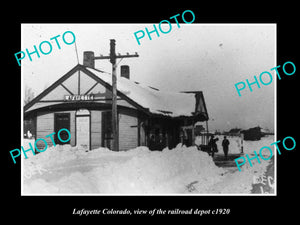 OLD LARGE HISTORIC PHOTO OF LAFAYETTE COLORADO, THE RAILROAD DEPOT STATION c1920