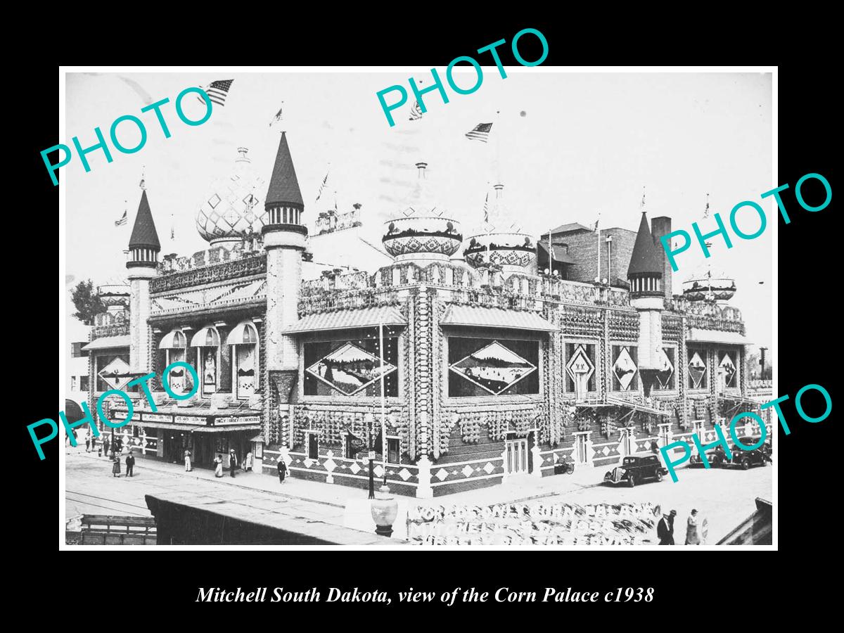 OLD LARGE HISTORIC PHOTO OF MITCHELL SOUTH DAKOTA, VIEW OF THE CORN PALACE c1938