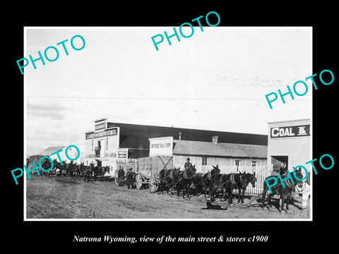 OLD LARGE HISTORIC PHOTO OF NATRONA WYOMING, THE MAIN STREET & STORES c1900