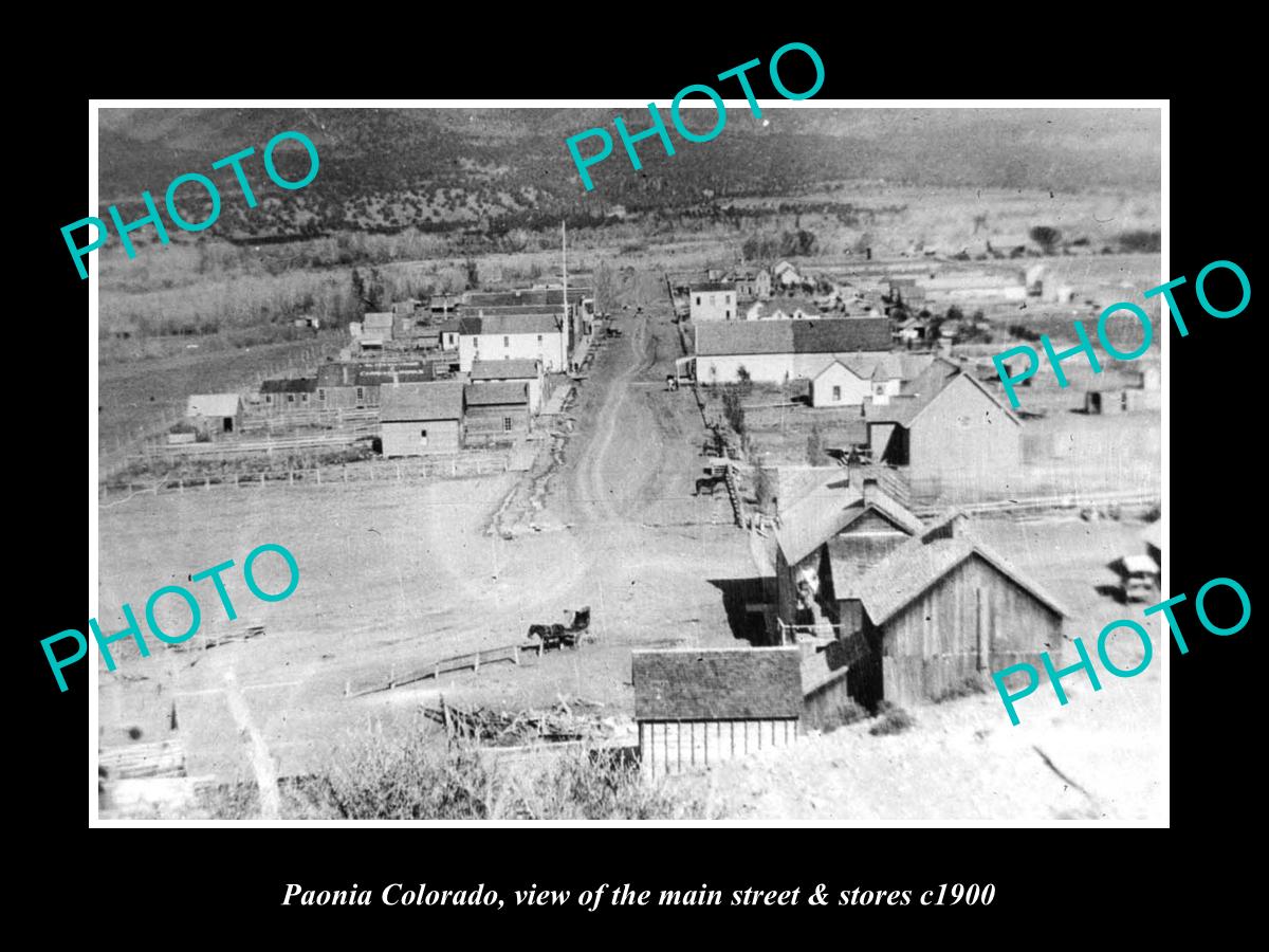 OLD LARGE HISTORIC PHOTO OF PAONIA COLORADO, VIEW OF THE MAIN St & STORES c1900