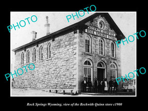 OLD LARGE HISTORIC PHOTO OF ROCK SPRINGS WYOMING, THE BECKWITH QUINN STORE c1900